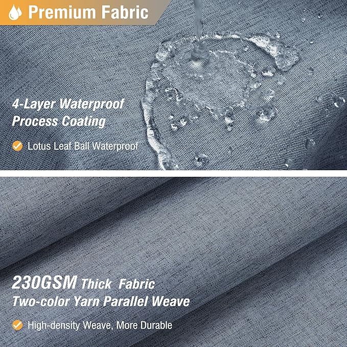 BTTN Fabric Shower Curtain, Linen Textured Heavy Duty Polyester Cloth Shower Curtain Set with Plastic Hooks, Blue Grey, 60x72