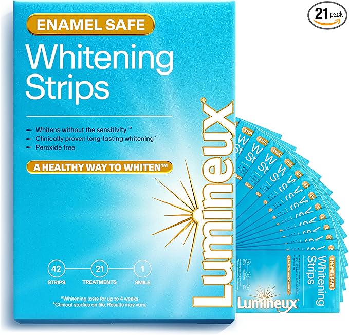 Lumineux Teeth Whitening Strips - 21 Treatments (3 Months) - Peroxide Free - Enamel Safe for Whiter Teeth - Whitening Without The Sensitivity - Dentist Formulated - Sensitivity