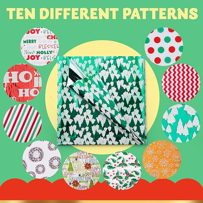 JOYIN 150 Sheets Christmas Tissue Paper Assortment (Ten Colors), 20''x20'' Wrapping Papers for Christmas Party Gift Supplies, Craft Decor, DIY Crafts, Bag&Box Gifts Wrapping