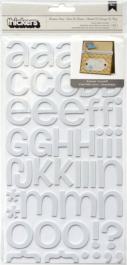 American Crafts AC Foam Alphabet Stickers - Rootbeer Float, White, 92pcs