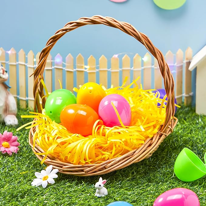 JOYIN 1.5 LB Multicolor Rainbow Easter Grass, Recyclable Gift Wrap Crinkle Filler Paper Shred(Pink, Yellow, Sky Blue, Green) for Easter Egg Hunt, Bags Basket Stuffers Filler, Party Decor Favor(24 oz)