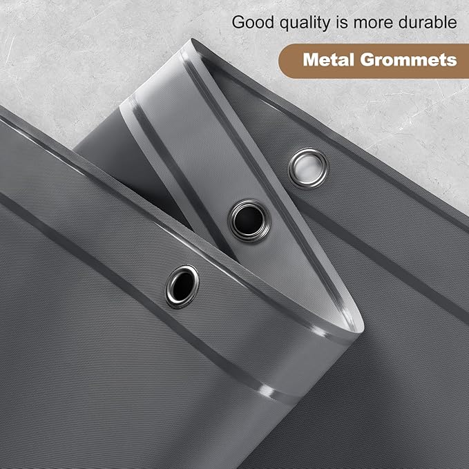 UFRIDAY Dark Grey Stall Shower Curtain Liner Premium PEVA 48 x78 inch,Heavy Duty Shower Curtain with 2 Weighted Magnets, Plastic Waterproof Grey Shower Curtains for Bathroom with 8 Hooks