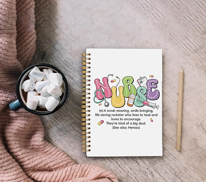 Ecezatik Nurse Appreciation Gifts Notebook, Groovy Nurse Journal, Nursing Medical Graduation Gifts, Nursing Aesthetic Spiral Notebook 5.5x8.3 Inch
