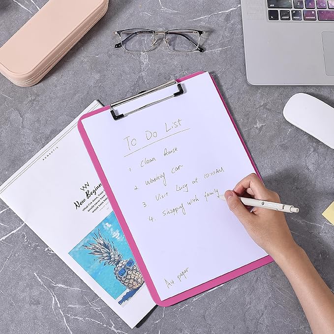 Mr. Pen- Plastic Clipboard, 12.5" x 9", 2 Pack, Hot Pink Clipboard Plastic, Low-Profile Metal Clip with Retractable Hanging Hole