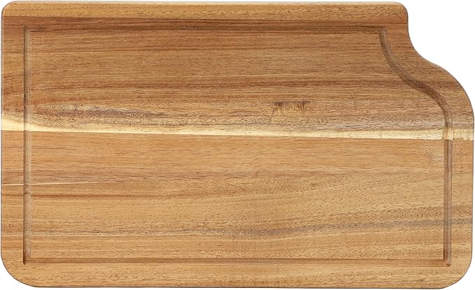 Elama 14 x 8.5 Inch Acacia Wood Cutting, Prep and Serving Butcher Cutting Board – Cutting and Serving Board for Meat, Cheese, and Vegetables (14 x 8.5 Inch)