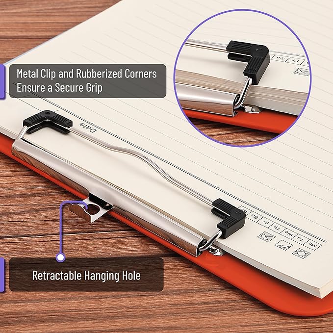 Mr. Pen- Plastic Clipboard, 12.5" x 9", 2 Pack, Clipboard Plastic, Low-Profile Metal Clip with Retractable Hanging Hole