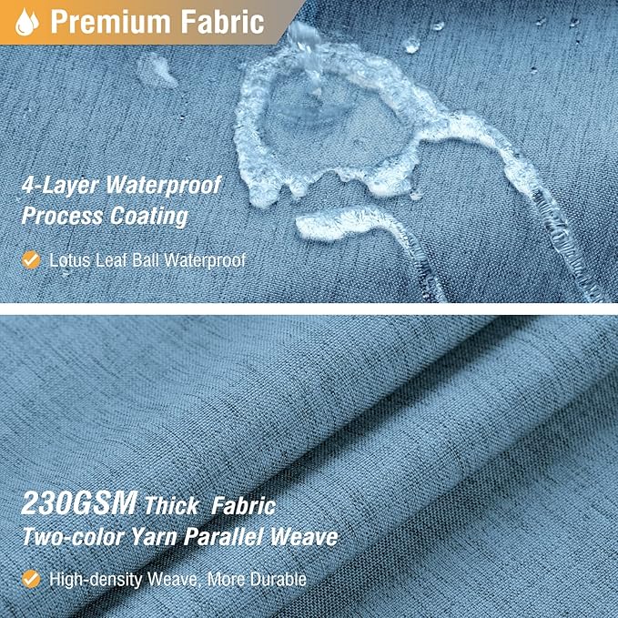 BTTN Extra Long Shower Curtain - 84 Inch Blue Linen Textured Heavy Duty Fabric Shower Curtain Set with 12 Hooks, Tall Luxury Simple Waterproof Cloth Shower Curtains for Bathroom, 72x84, Moonlight Blue