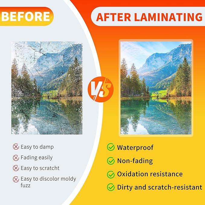 Thermal Laminating Pouches,Hold 8.5 x 11 inch Sheets 200 Pack,3 Mil Clear Thermal Laminate Pouches 9x11.5 inch Lamination Sheet Paper