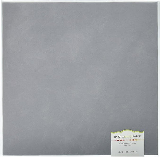 American Crafts Bazzill Basics Self Adhesive 2mm Foam Sheets, 12" x 12", Gray