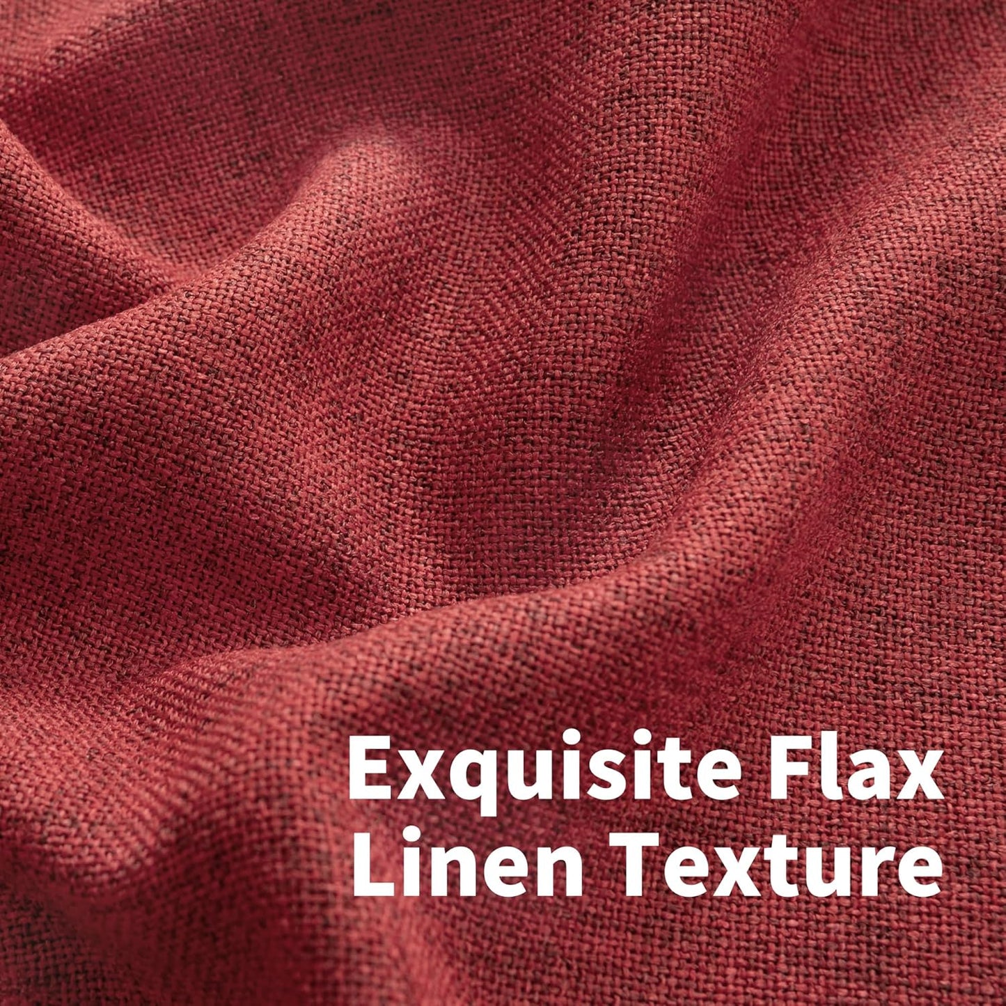 YoungsTex Red Linen Curtains 54 Inch Length for Kitchen, Light Filtering Semi Sheer Small Window Drapes Rod Pocket Back Tab for Christmas Living Room Cafe, 2 Panels, 42 X 54 Inch