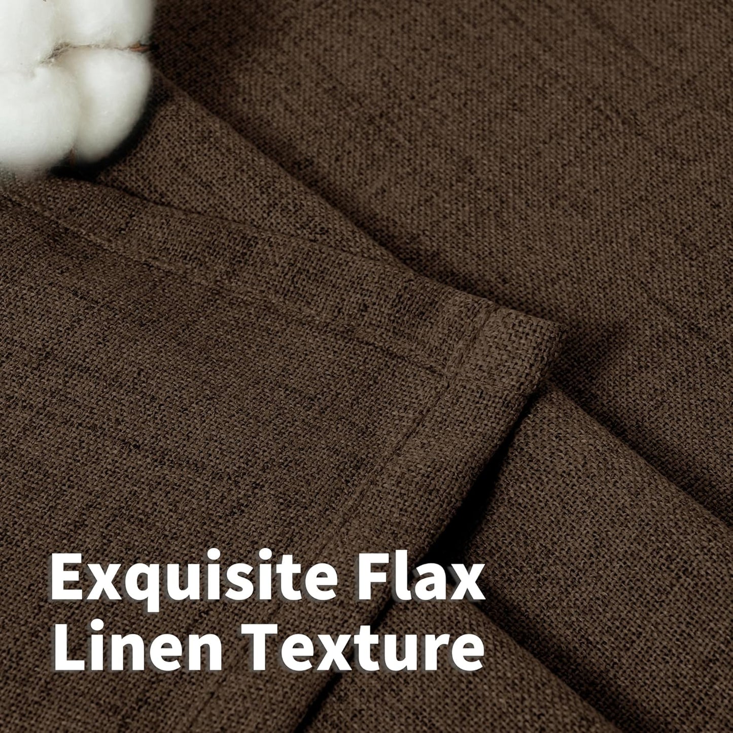 YoungsTex Brown Linen Curtains for Living Room 63 Inches Long, Chocolate Semi Sheer Drapes Textured Light Filtering Window Treatments with Rod Pocket Back Tab for Bedroom, 2 Panels, 52 X 63 Inch