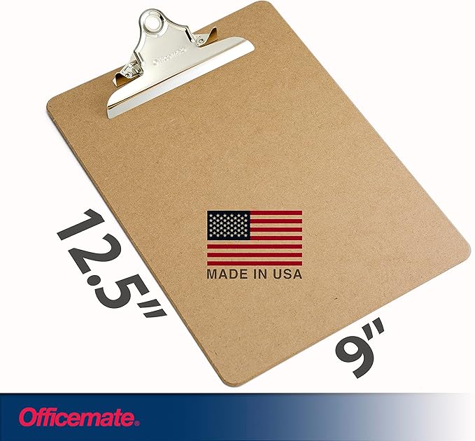 Officemate Recycled Wood Clipboard, Letter Size | 2 Pack | 6 Inch Clip | Brown