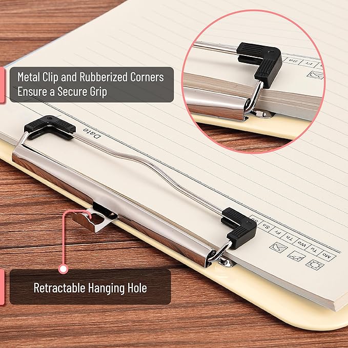 Mr. Pen- Plastic Clipboard, 12.5” x 9”, Ivory, Clipboard Plastic, Low-Profile Metal Clip with Retractable Hanging Hole