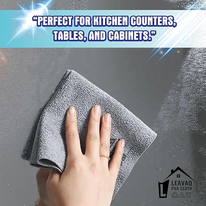 3-Pack PVA Microfiber Cleaning Cloth – 12"x12" Ultra Absorbent, Quick Dry, Streak-Free, Kitchen, Glass, Home & Office