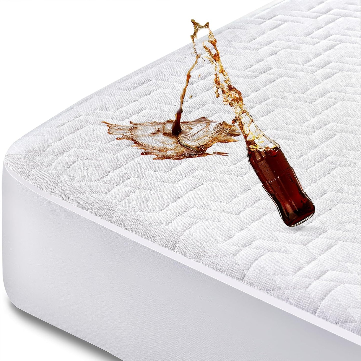 Hanherry 100% Waterproof Mattress Protector Full Size, Mattress Cover 3D Air Fabric Cooling Mattress Pad Cover Smooth Soft Breathable Noiseless, 8''-21'' Deep Pocket
