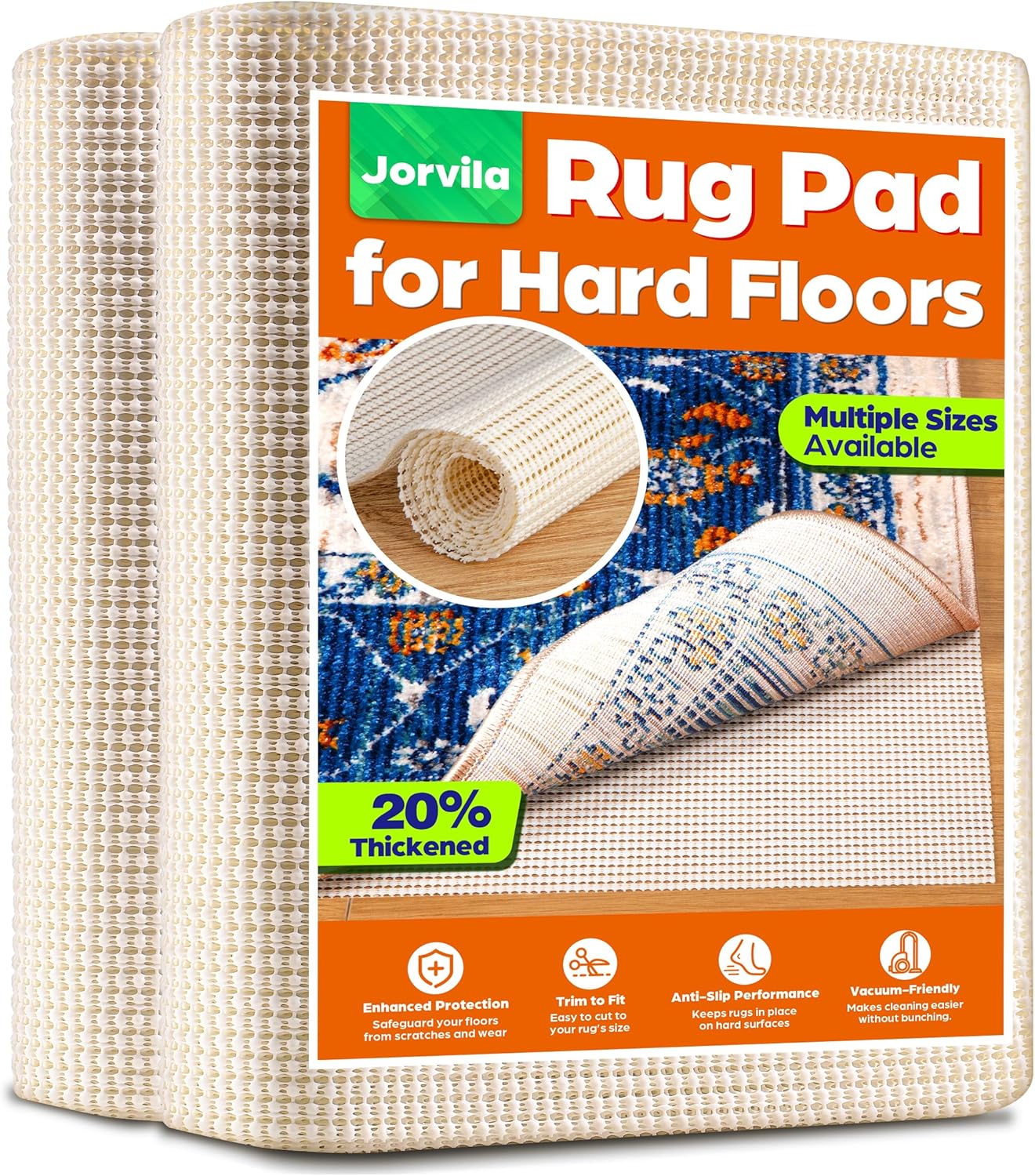 Non-Slip Rug Pad Gripper 6x9 Feet, Anti Skid Mat for Under Area Rugs, Keeps Rugs in Position and Safe, Thick Cushioned Carpet Pad for Hardwood Floors Protection