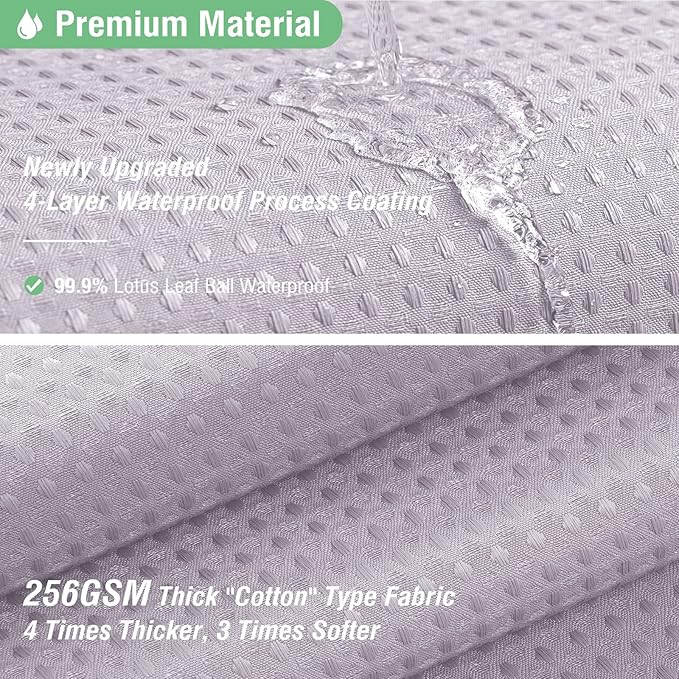 Dynamene Lavender Fabric Shower Curtain - Waffle Weave Textured Heavy Duty Cloth Shower Curtains for Bathroom, 256GSM Hotel Luxury Weighted Bath Curtain Set with 12 Hooks,72x72, Lavender