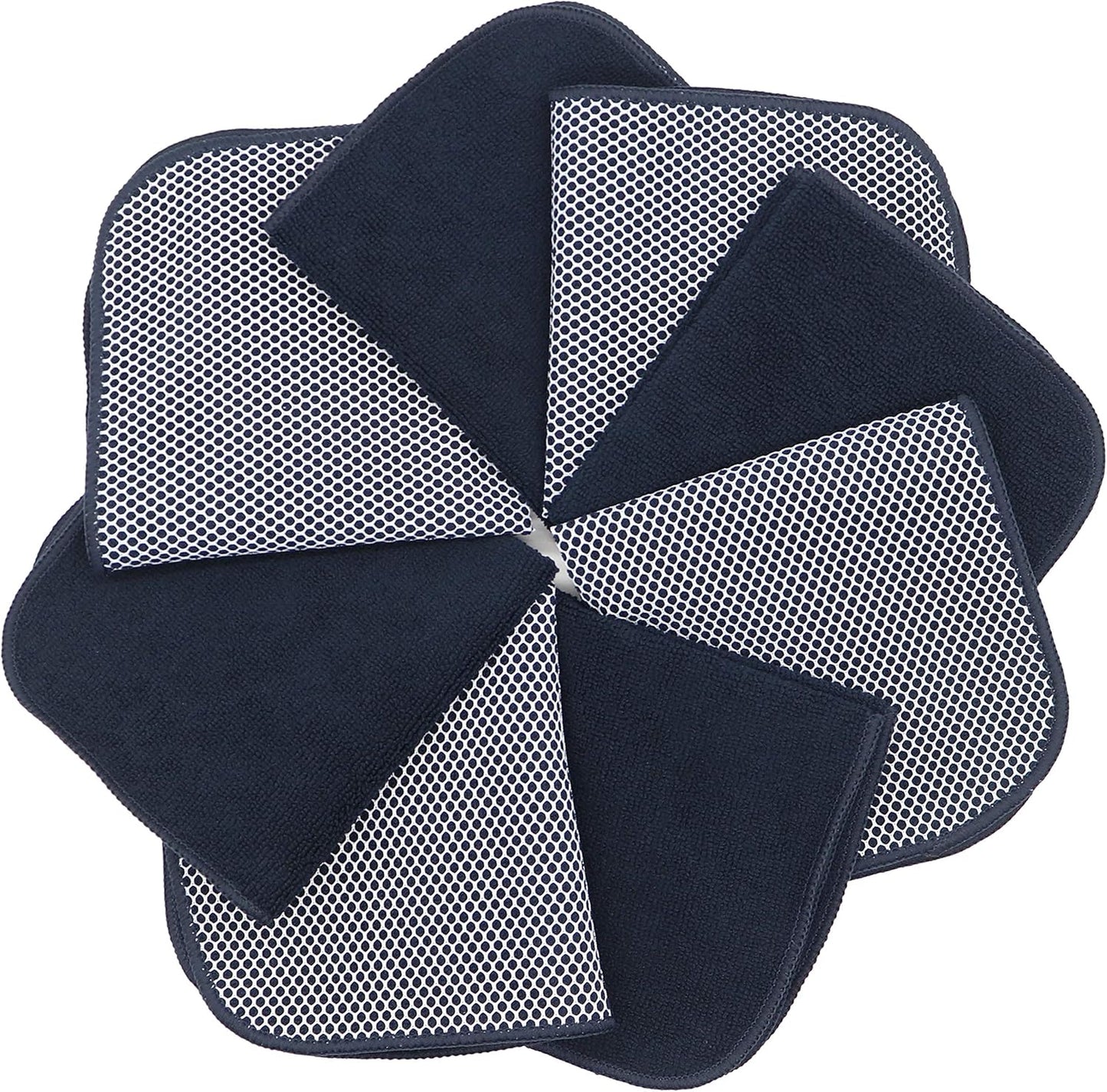 Microfiber Dish Cloths Fast Drying Kitchen Cleaning Cloth Dish Rags Dust Cloths Ultra Absorbent Lint Free Washcloths with Poly Scrub Side 12inch x 12inch 8 Pack (Black)
