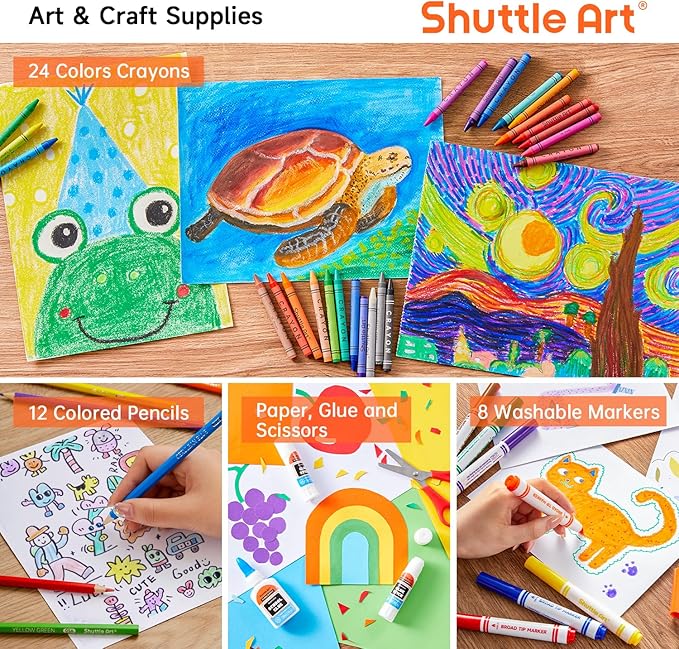 Shuttle Art 102 PCS Back to School Supplies Kit, School Supply Box for Grades K-5, School Supplies for Kids and Students, Including Pencils, Pens, Markers, Erasers, Notebooks, Folders and More