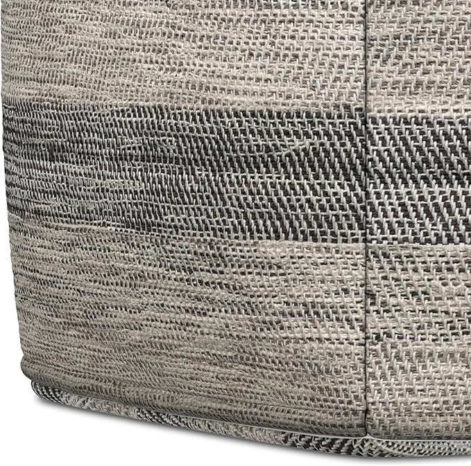 SIMPLIHOME Clay Square Pouf - 18 inch Wide Upholstered Cotton Ottoman in Grey Melange, Boho Footstool, Decorative Cube Pouf or Extra Seating for Living Room, Bedroom, or Kids Room, Assembled