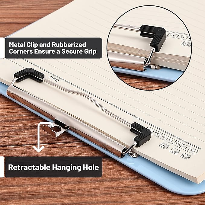 Mr. Pen- Plastic Clipboard, 12.5” x 9”, Cyan Blue, Clipboard Plastic, Low-Profile Metal Clip with Retractable Hanging Hole