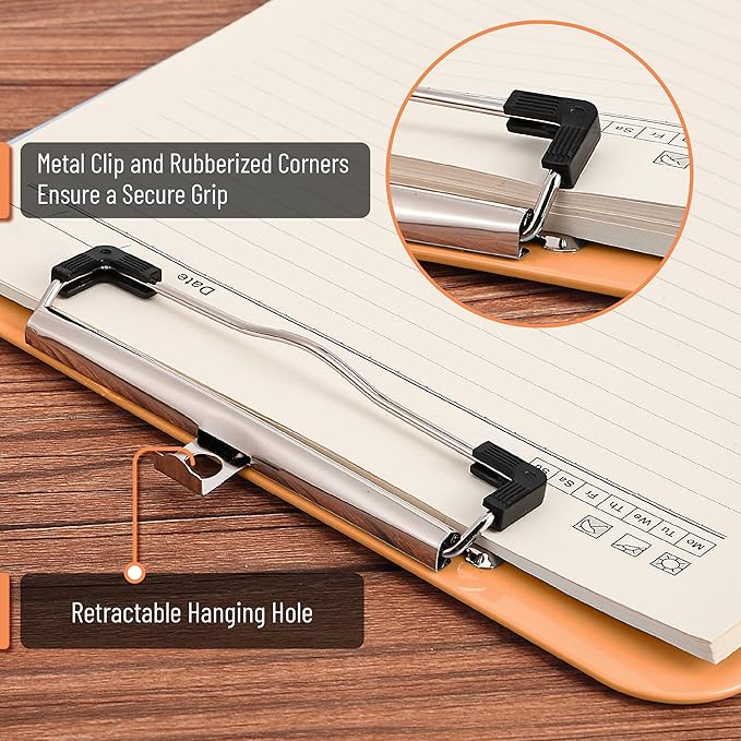 Mr. Pen- Plastic Clipboard, 12.5" x 9", 2 Pack, Peach Blush Clipboard Plastic, Low-Profile Metal Clip with Retractable Hanging Hole