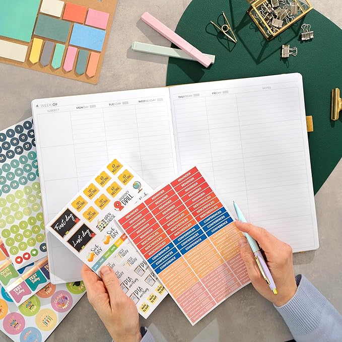 Clever Fox Teacher Planner – School Year Planner with Calendars & Lesson Plans – Book for Classroom & Homeschool Organization, A4 (Amber Yellow)