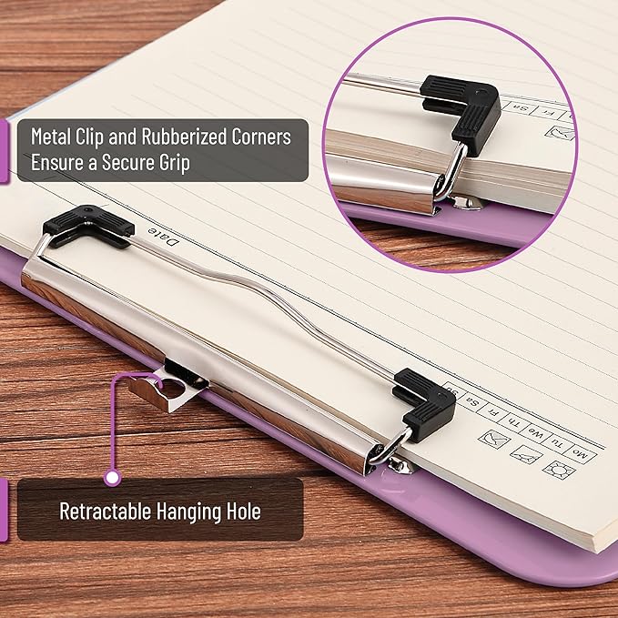 Mr. Pen- Plastic Clipboard, 12.5" x 9", 2 Pack, Lavender Mist Clipboard Plastic, Low-Profile Metal Clip with Retractable Hanging Hole