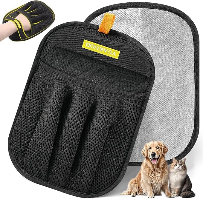 Pet Hair Removal Glove for Cats & Dogs, Upgraded Five-Finger Electrostatic Pet Hair Gloves, Reusable Magic Brush Pet Hair Remover Tool for Couch, Carpet, Car Seat(2 PCS)