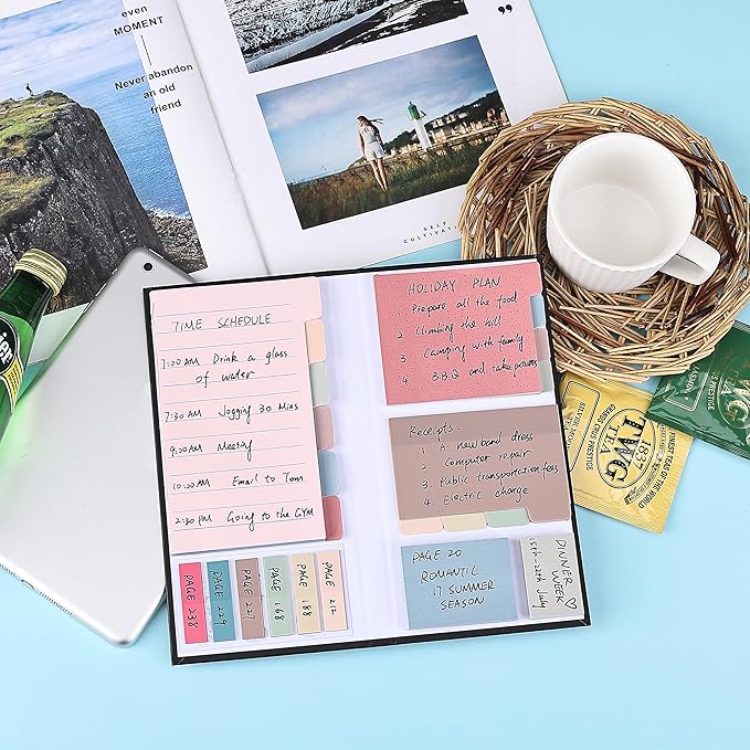Mr. Pen- Sticky Note Set, 410 Pack, Vintage Colors, Transparent Sticky Notes Tabs, Translucent Sticky Note Dividers Tabs, Stocky Notes for Bible Journaling