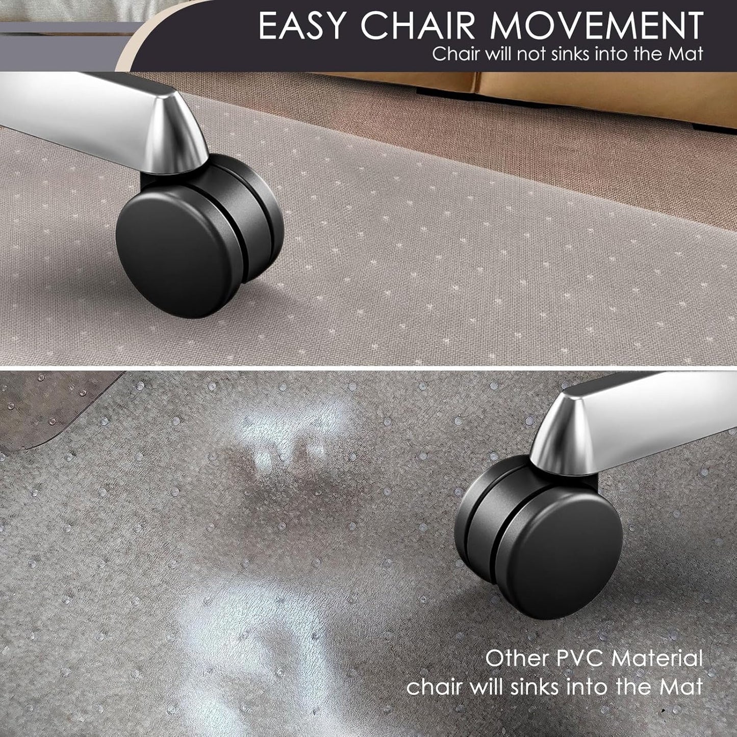 Kuyal Office Chair Mat for Carpet, 2 Pack 46x 60 Clear Heavy Duty Computer Chair Mat, Under Desk Protector Carpeted Floors Mat, Easy Chair Movement,Ship Flat