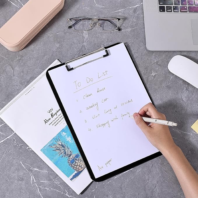Mr. Pen- Plastic Clipboard, 12.5" x 9", 2 Pack, Black Clipboard Plastic, Low-Profile Metal Clip with Retractable Hanging Hole