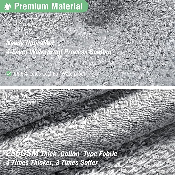 Dynamene Grey Fabric Shower Curtain for Bathroom - Waffle Weave Textured Heavy Duty , 256GSM Hotel Luxury Weighted Cloth Bath Curtain Set with 12 Plastic Hooks,72x72, Grey/Gray
