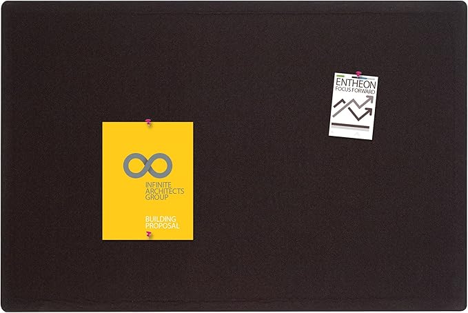 Quartet Bulletin Board, Fabric, 3' x 2', Frameless, High-Density Fiberboard, Oval Office, Black (7683BK)