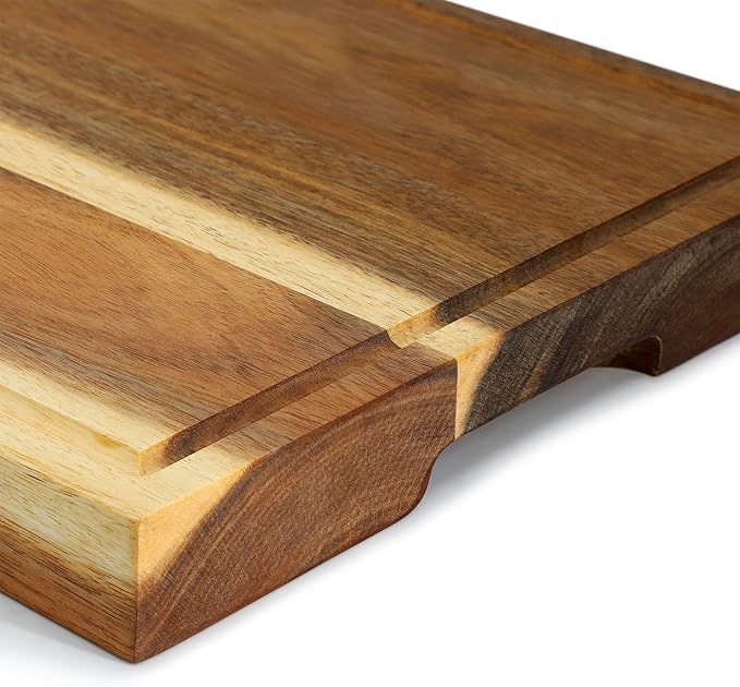 Elama 15.5 x 12 Inch Acacia Wood 1.5 Inch Thick Butcher Block – Heavy-Duty Cutting and Serving Board for Meat, Cheese, and Vegetables (15.5 x 12 Inch)
