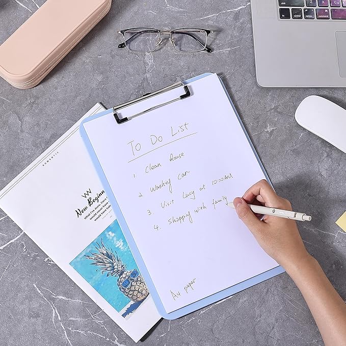 Mr. Pen- Plastic Clipboard, 12.5” x 9”, Cyan Blue, Clipboard Plastic, Low-Profile Metal Clip with Retractable Hanging Hole