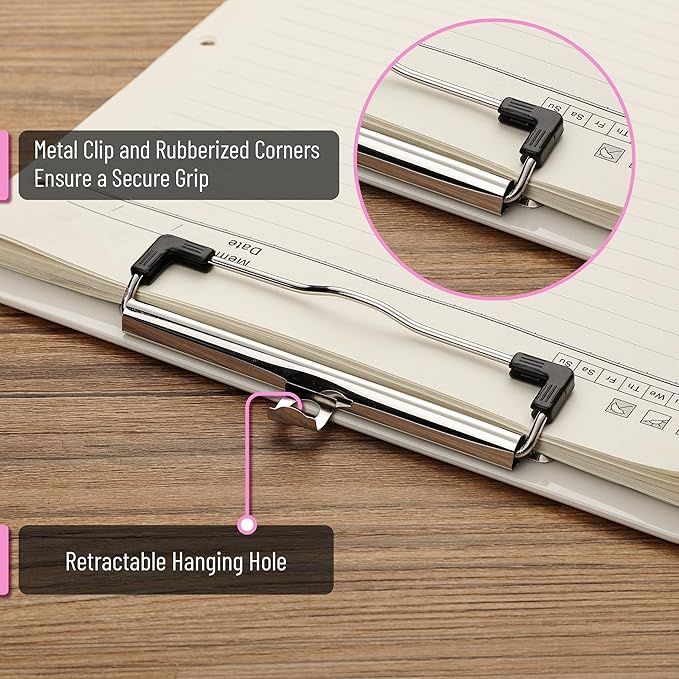 Mr. Pen- Plastic Clipboard, 12.5" x 9", 2 Pack, Silk Cream Clipboard Plastic, Low-Profile Metal Clip with Retractable Hanging Hole