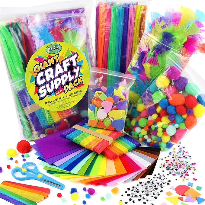 Arts and Crafts Supplies Kit for kids - Boys and Girls age 4 5 6 7 8 years old - Toddler Art Set Activity Materials in Bulk - Great for Preschool, Homeschool, and Kindergarten DIY Crafting Projects