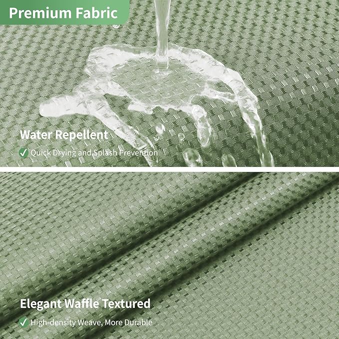 Extra Long No Hook Shower Curtain with Snap-in Fabric Liner Set,Sage Green Waffle Weave Shower Curtains for Bathroom,Hotel Luxury Decor Bathroom Curtain Set,Waterproof & Washable,71Wx86H