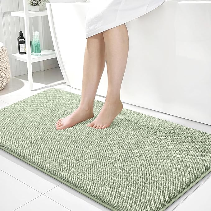 OLANLY Thick Memory Foam Bath Mat Rug 40x24, Extra Soft Absorbent Bathroom Rug, Quick Dry Bath Mats, Non-Slip, Machine Washable Carpet for Bathroom, Tub and Shower, Home Decor Accessories, Sage Green