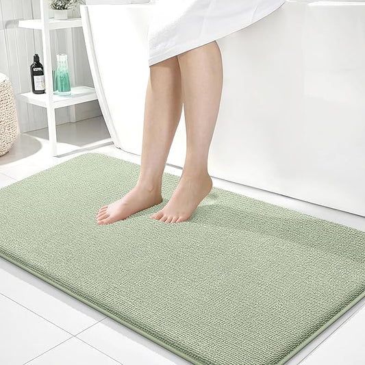 OLANLY Thick Memory Foam Bath Mat Rug 40x24, Extra Soft Absorbent Bathroom Rug, Quick Dry Bath Mats, Non-Slip, Machine Washable Carpet for Bathroom, Tub and Shower, Home Decor Accessories, Sage Green