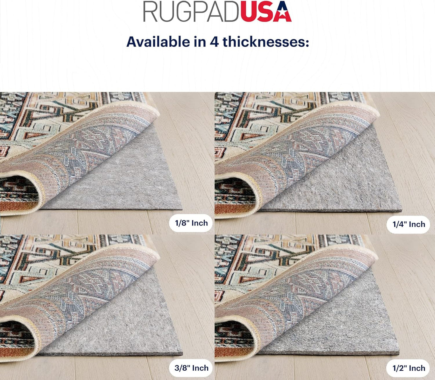 RUGPADUSA - Dual Surface - 2'6" x 8' - 3/8" Thick - Felt + Rubber - Enhanced Non-Slip Rug Pad - Adds Comfort and Protection - for Hard Surface Floors
