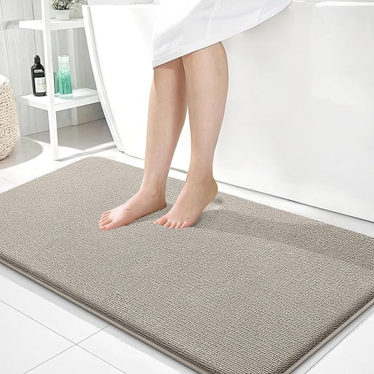 OLANLY Thick Memory Foam Bath Mat Rug 44x24, Extra Soft Absorbent Bathroom Rug, Quick Dry Bath Mats, Non-Slip, Machine Washable Carpet for Bathroom, Tub and Shower, Home Decor Accessories, Warm Taupe