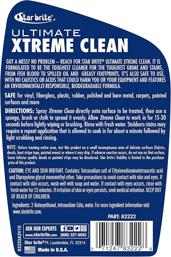 STAR BRITE Ultimate Xtreme Clean - High-Performance All-Surface Cleaner Degreaser, Ideal for Aluminum, Fiberglass, Plastic, Chrome, Stainless, Leather, and Rubber Surfaces