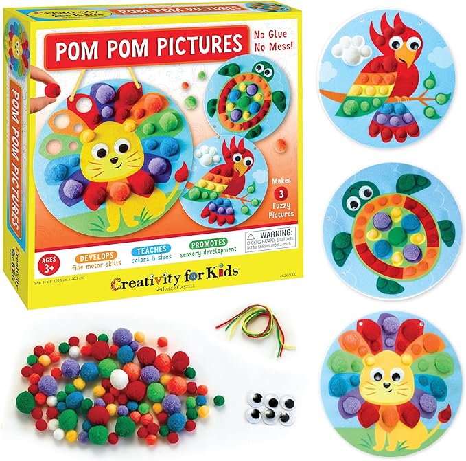 Creativity for Kids Pom Pom Pictures: Animals - Preschool Learning Activities, Sensory Toys for Toddlers, Toddler Arts and Crafts (Ages 3+)