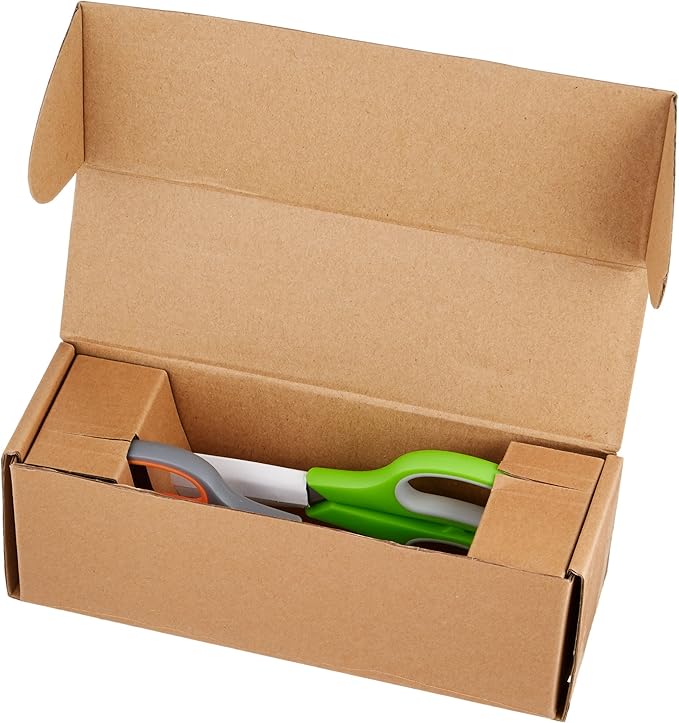 Amazon Basics Multipurpose Stainless Steel Scissors for Office, Crafts, Paper Cutting, Fabric Cutting, Right/Left Handed, Comfort Grip, PVD Coated, 2-Pack, Green and Grey
