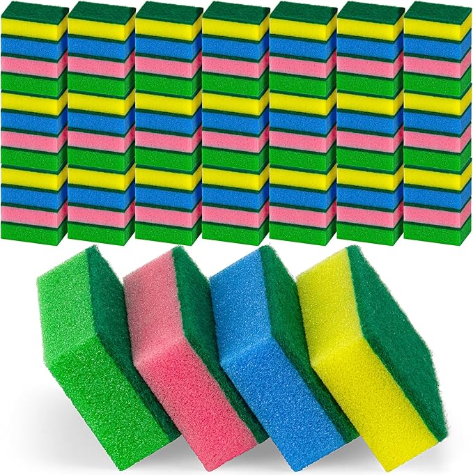 DecorRack 80 Kitchen Sponges, Heavy Duty Dish Sponges, Household Cleaning, Bathroom, Car Wash - Bulk Pack, Multicolor (Pack of 80)