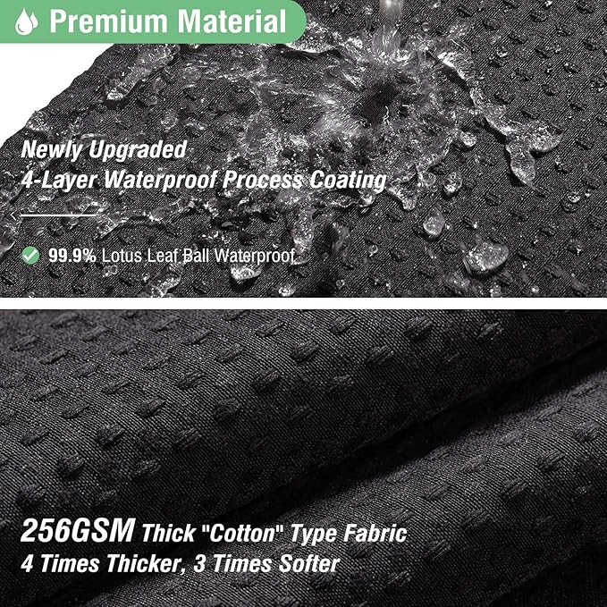 Dynamene Extra Wide Shower Curtain - 180 Inch Wide Waffle Weave Weighted Thick Cloth Bathroom Shower Curtain, Neutral Heavy Duty Hotel Bath Curtain Set with 32 Plastic Hooks,180x72, Black