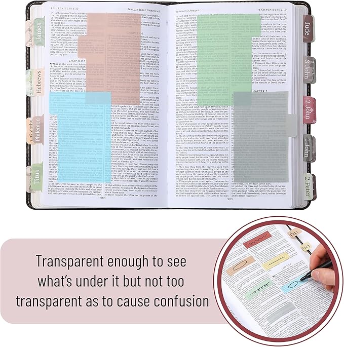 Mr. Pen- Transparent Sticky Note Set, 410 Pack, Morandi Colors, Transparent Sticky Notes Tabs, Stocky Notes for Bible Journaling
