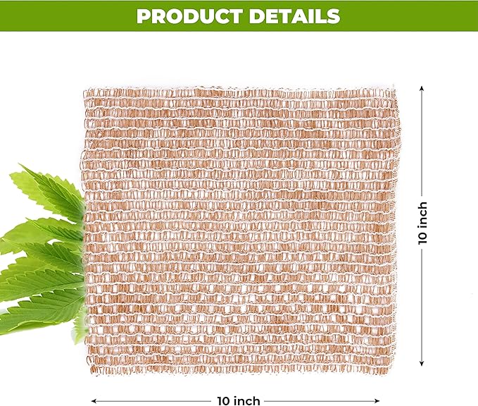 rE: Hemp Scrubber for Dishes and Bath, Eco-Friendly, 100% Hemp Fiber, Biodegradable, No Odor, Unbleached, Plastic Free, Zero Waste (3Pk)